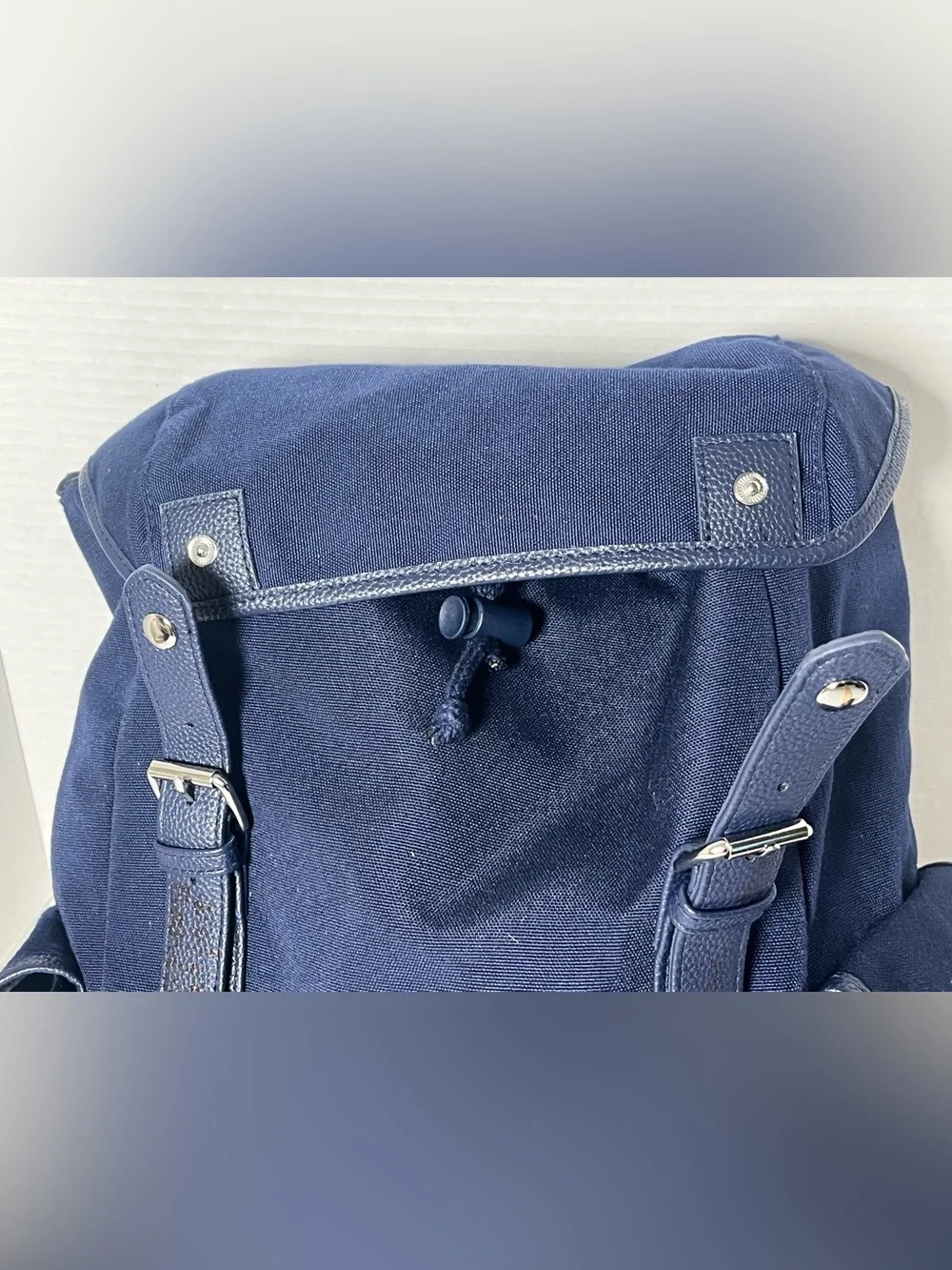 Polo by Ralph Lauren Navy Canvas Backpack with Leather-Trim Straps